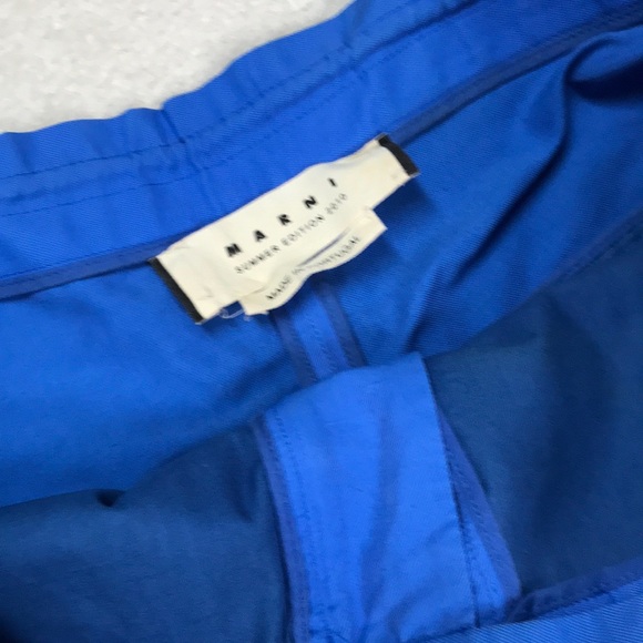 Marni 👑 Royal Blue Shorts Sz 40 Cotton Nylon Lin - Picture 2 of 3